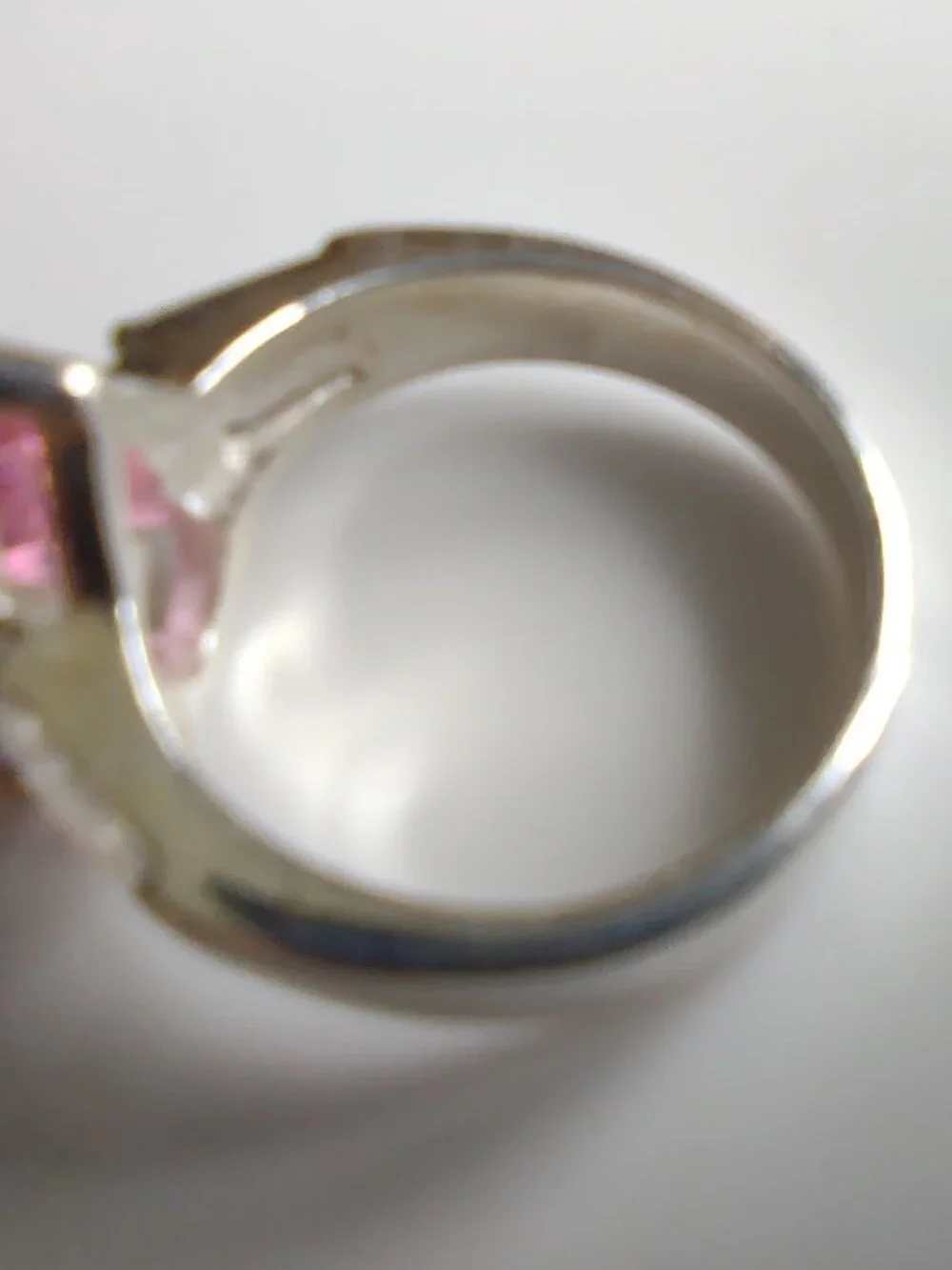 Pink Teardrop Topaz CZ Ring + Clear CZ's Sterling Silver 925 Cocktail Sz 6 nwot